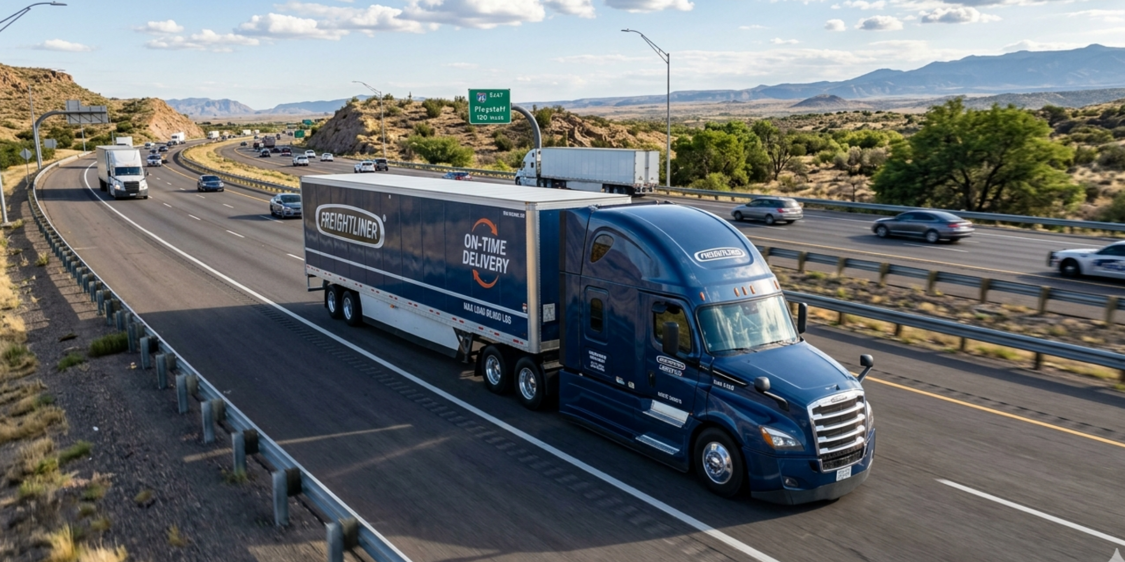 Modern, FMCSA-spec tractors.